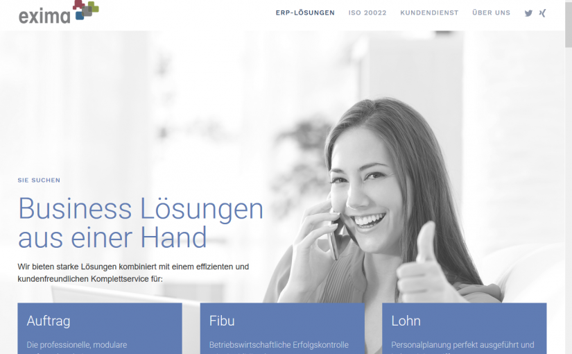 Neue Hompage – Exima GmbH (Kompetenz Partner)